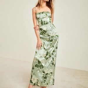 Reformation Frankie Silk Dress Tea Garden